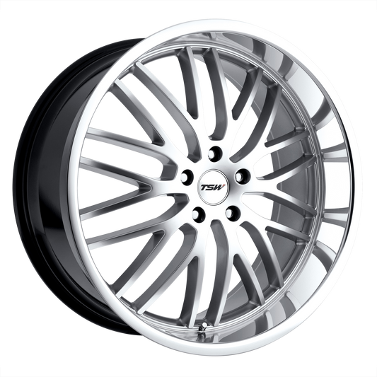 TSW SNETTERTON 20X8.5 35 5X120/5X4.72 HYPER SILVER W/ MIRROR CUT LIP