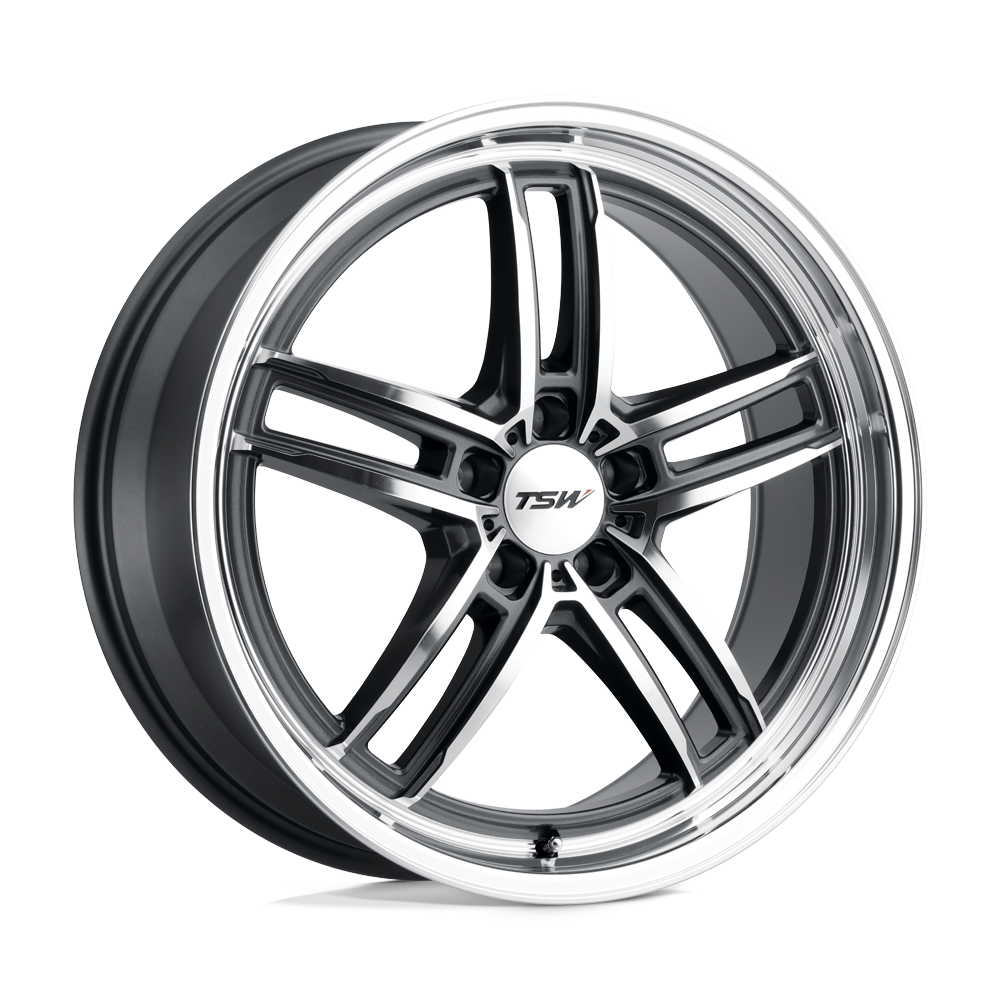 TSW SUZUKA 18X8.5 40 5X120/5X4.72 GLOSS GUNMETAL W/ MIRROR CUT FACE & LIP
