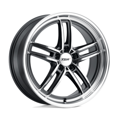 TSW SUZUKA 18X8.5 42 5X112/5X112 GLOSS GUNMETAL W/ MIRROR CUT FACE & LIP