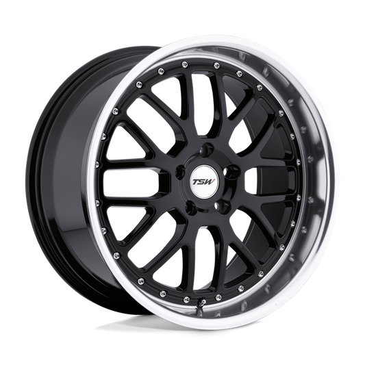 TSW VALENCIA 19X8 20 5X120/5X4.72 GLOSS BLACK W/ MIRROR CUT LIP