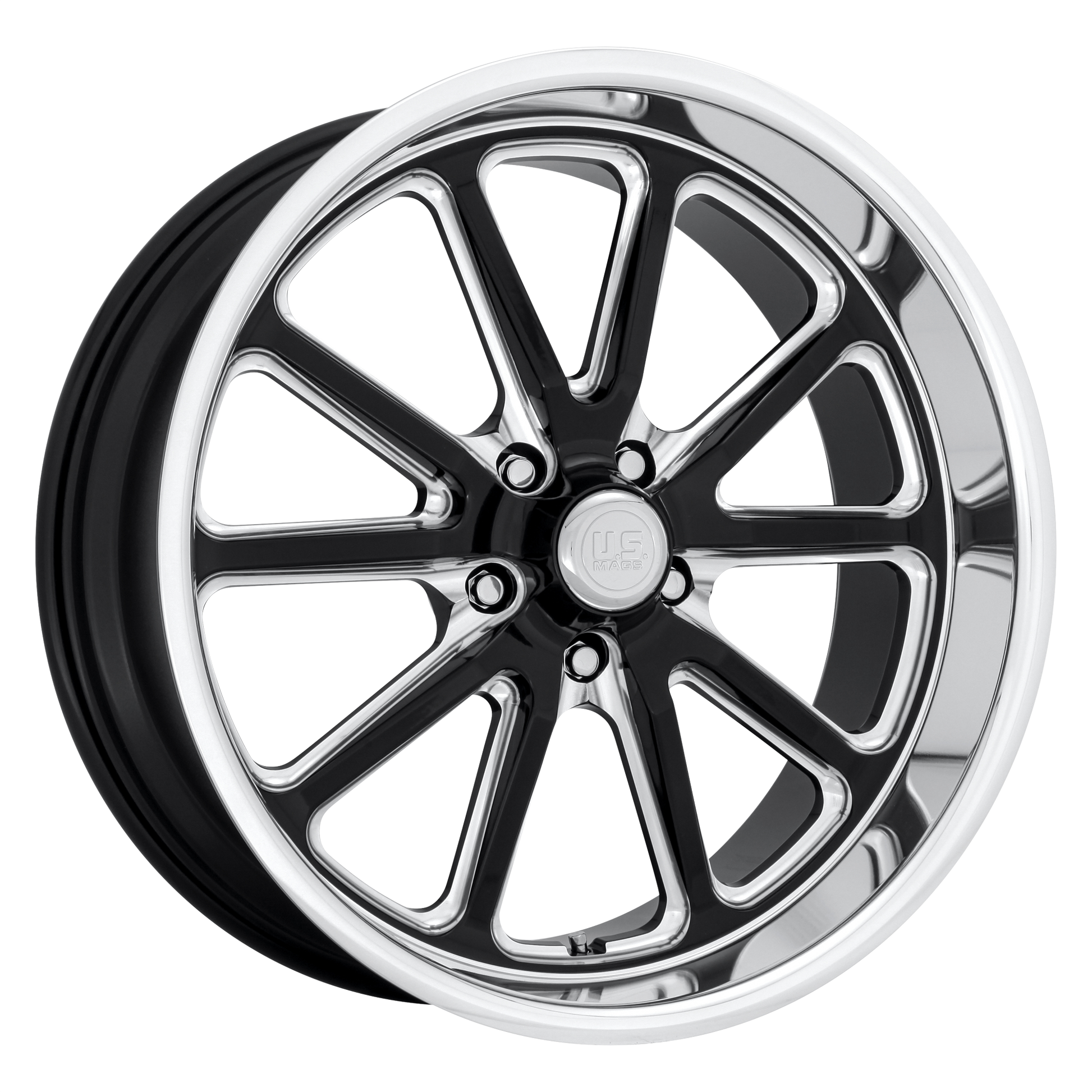 US Mag 1PC U117 RAMBLER 20x9.5 1 5x120.65/5x4.75 GLOSS BLACK MILLED