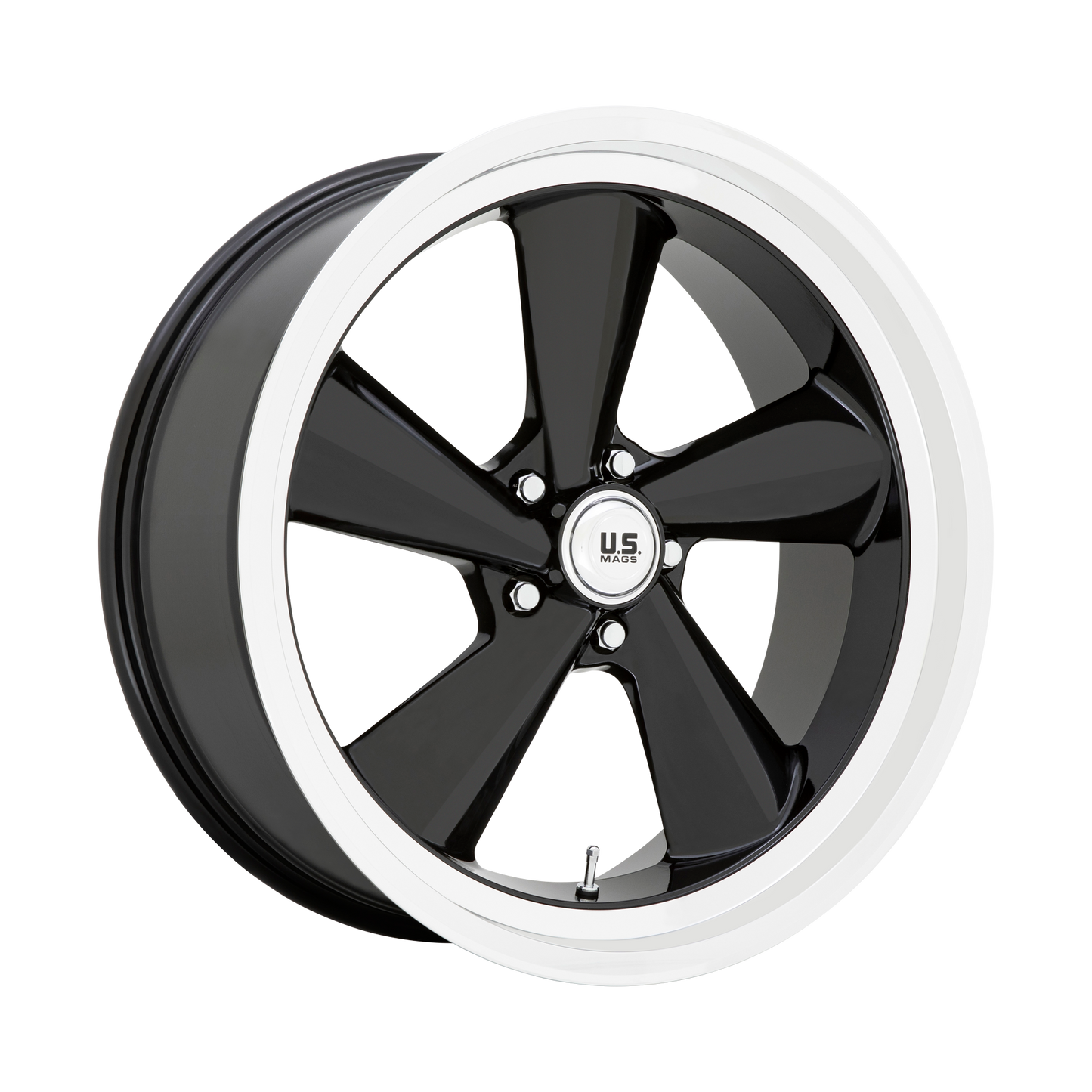 US Mag 1PC U136 TS 22X10.5 0 5X127 GLOSS BLACK WITH DIAMOND CUT LIP