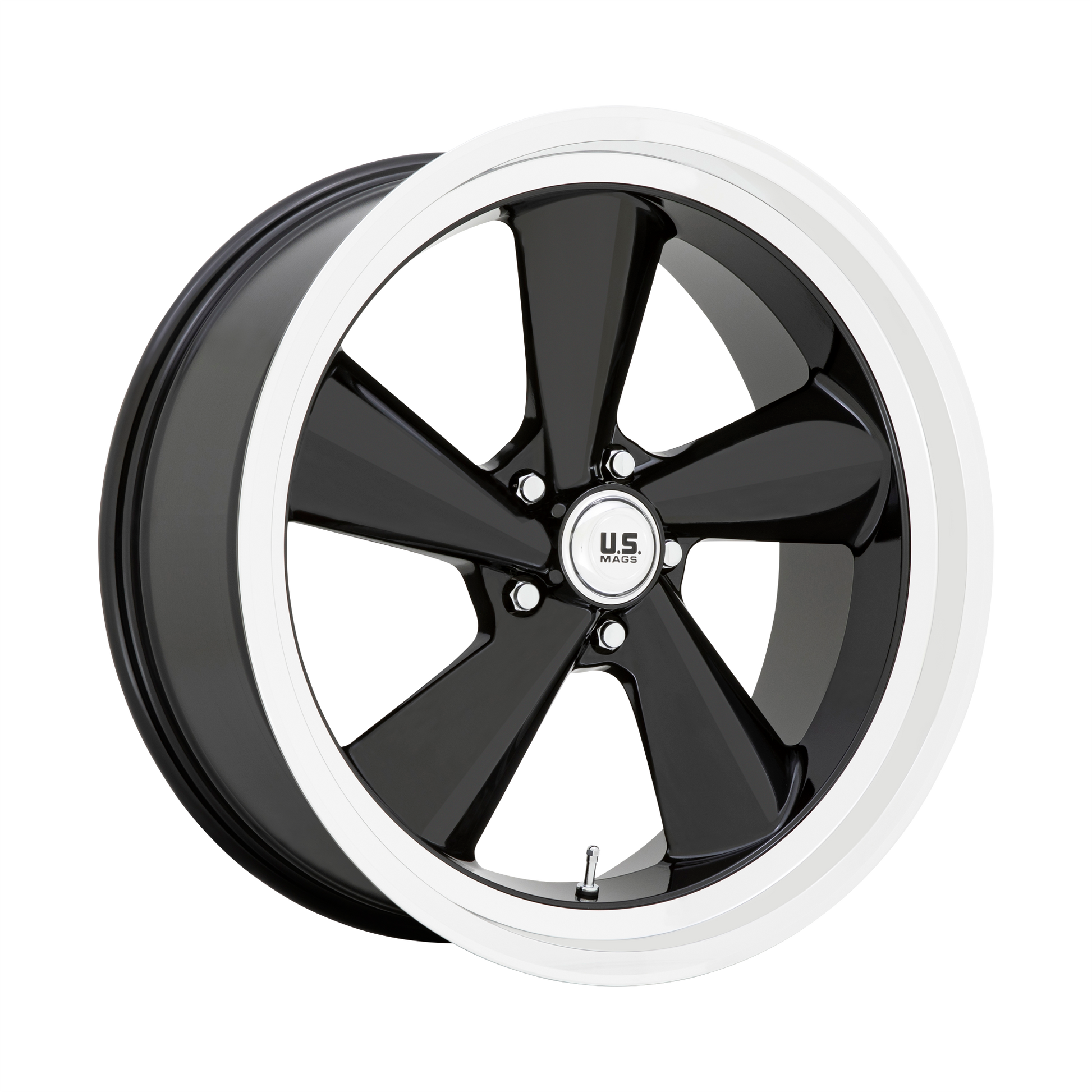 US Mag 1PC U136 TS 22X10.5 0 5X127 GLOSS BLACK WITH DIAMOND CUT LIP