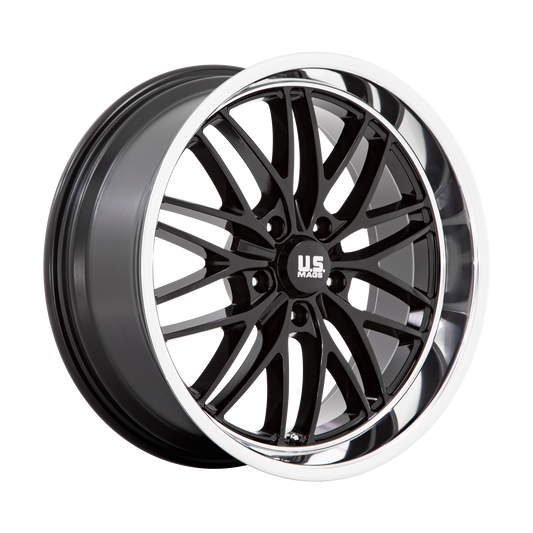 US Mag 1PC U138 SANTA CRUZ 22X9 15 5X127 GLOSS BLACK WITH DIAMOND CUT LIP