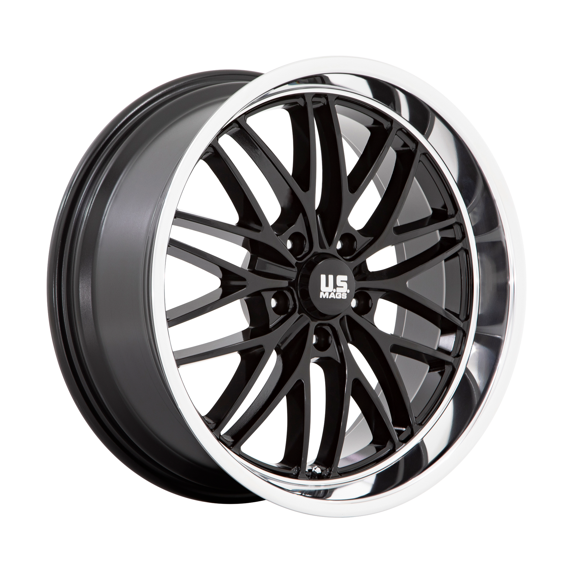 US Mag 1PC U138 SANTA CRUZ 20X8.5 6 5X127 GLOSS BLACK WITH DIAMOND CUT LIP