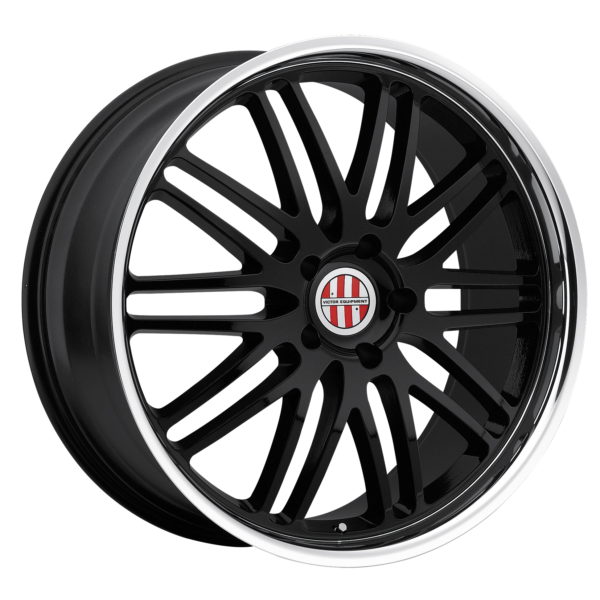 Victor Equipment LEMANS 18X8 45 5X130/5X130 GLOSS BLACK W/ MIRROR CUT LIP