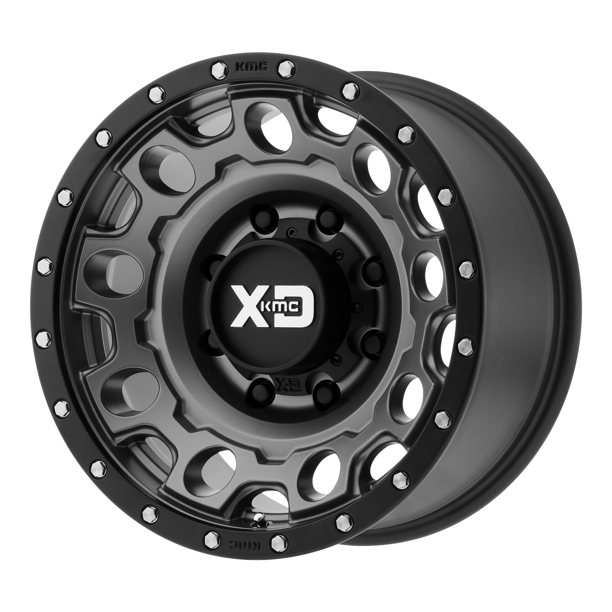 XD XD129 HOLESHOT 17X9 -12 6X139.7 MATTE GRAY W BLACK REINFORCING RING