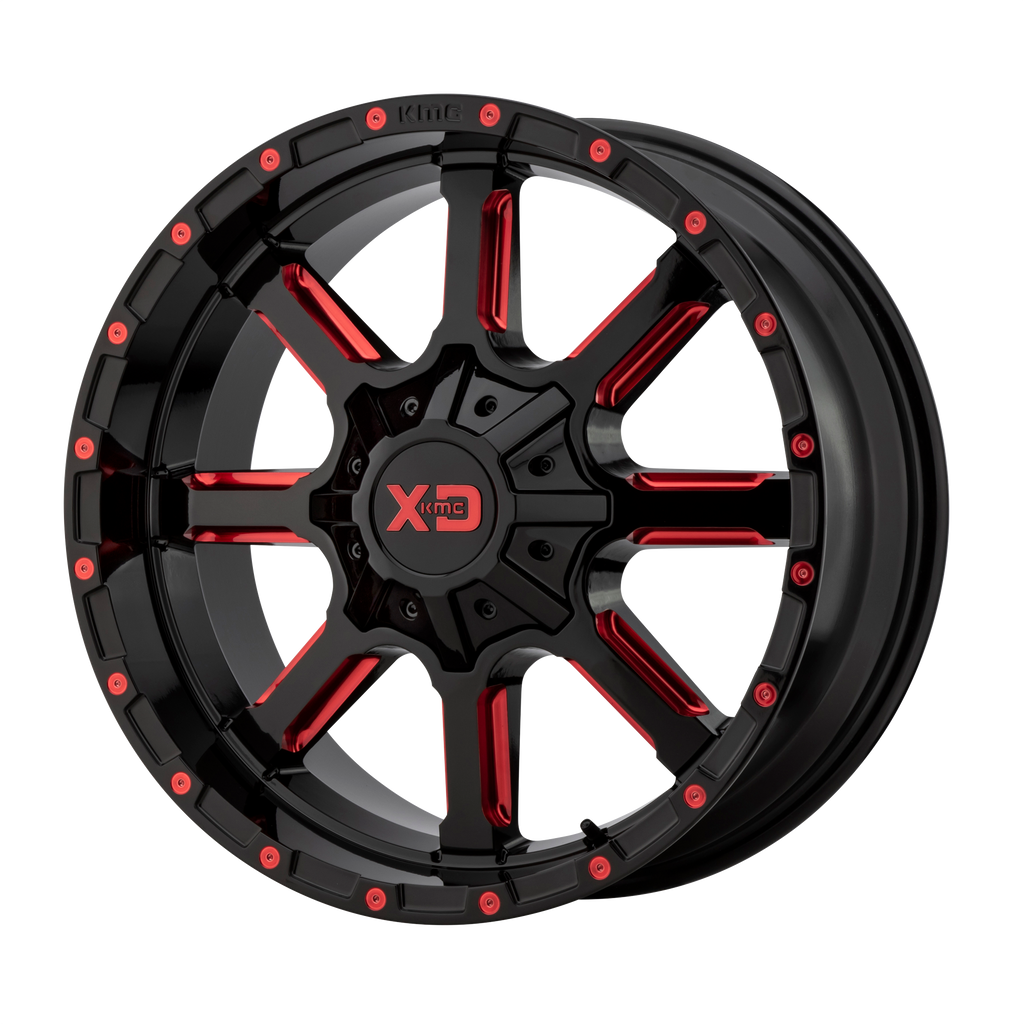 XD XD838 MAMMOTH 20X9 0 8X180/8X7.1 Gloss Black Milled With Red Tint Clear Coat