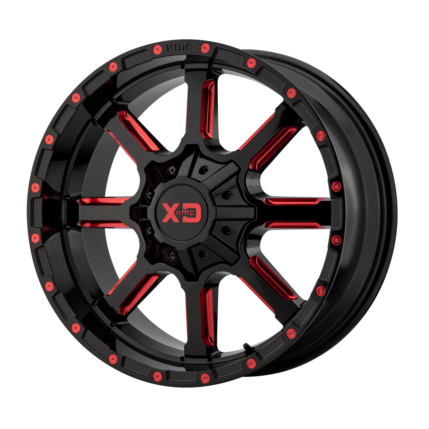 XD XD838 MAMMOTH 24x14 -76 6x135/6x139.7/6x135/5.5 Gloss Black Milled With Red Tint Clear Coat
