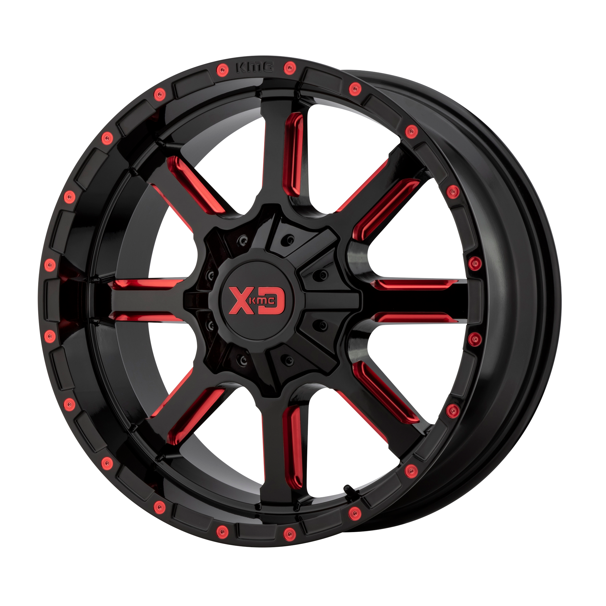 XD XD838 MAMMOTH 20x9 30 5x150/5x150 Gloss Black Milled With Red Tint Clear Coat