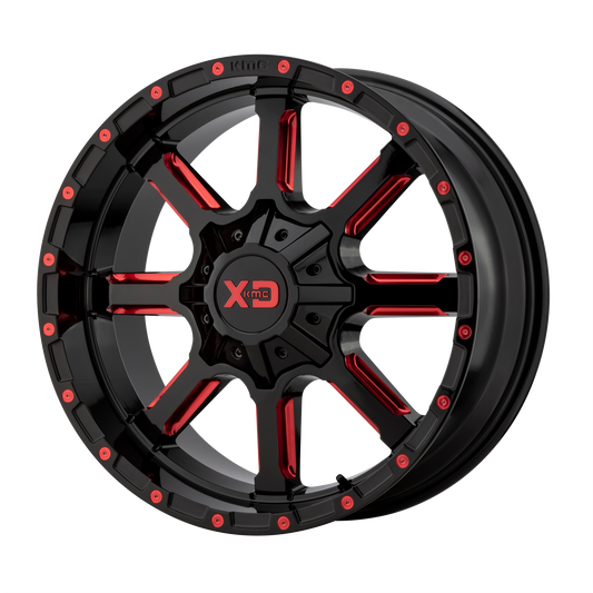 XD XD838 MAMMOTH 20x9 18 BLANK/BLANK Gloss Black Milled With Red Tint Clear Coat