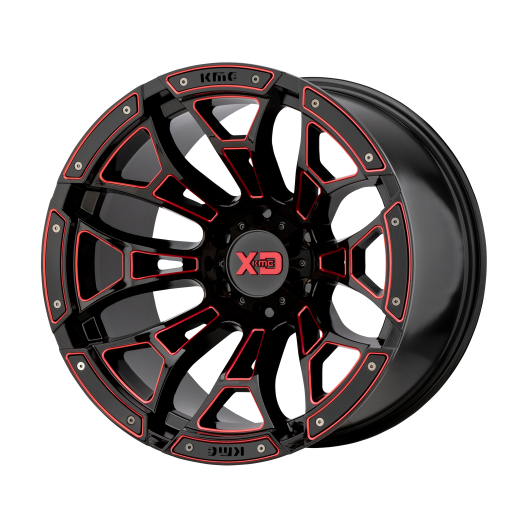 XD XD841 BONEYARD 20x10 -18 8x170/8x6.7 Gloss Black Milled With Red Tint