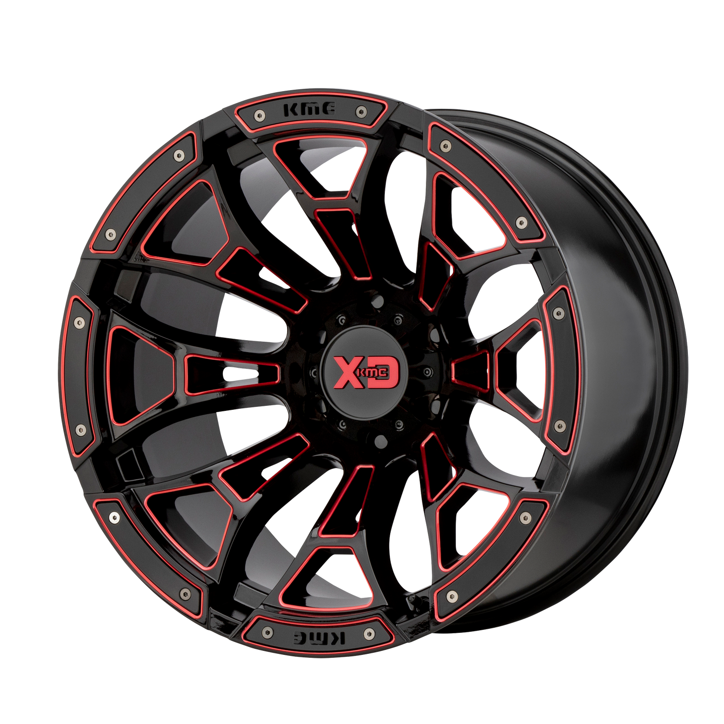 XD XD841 BONEYARD 20x10 -18 8x165.1/8x6.5 Gloss Black Milled With Red Tint