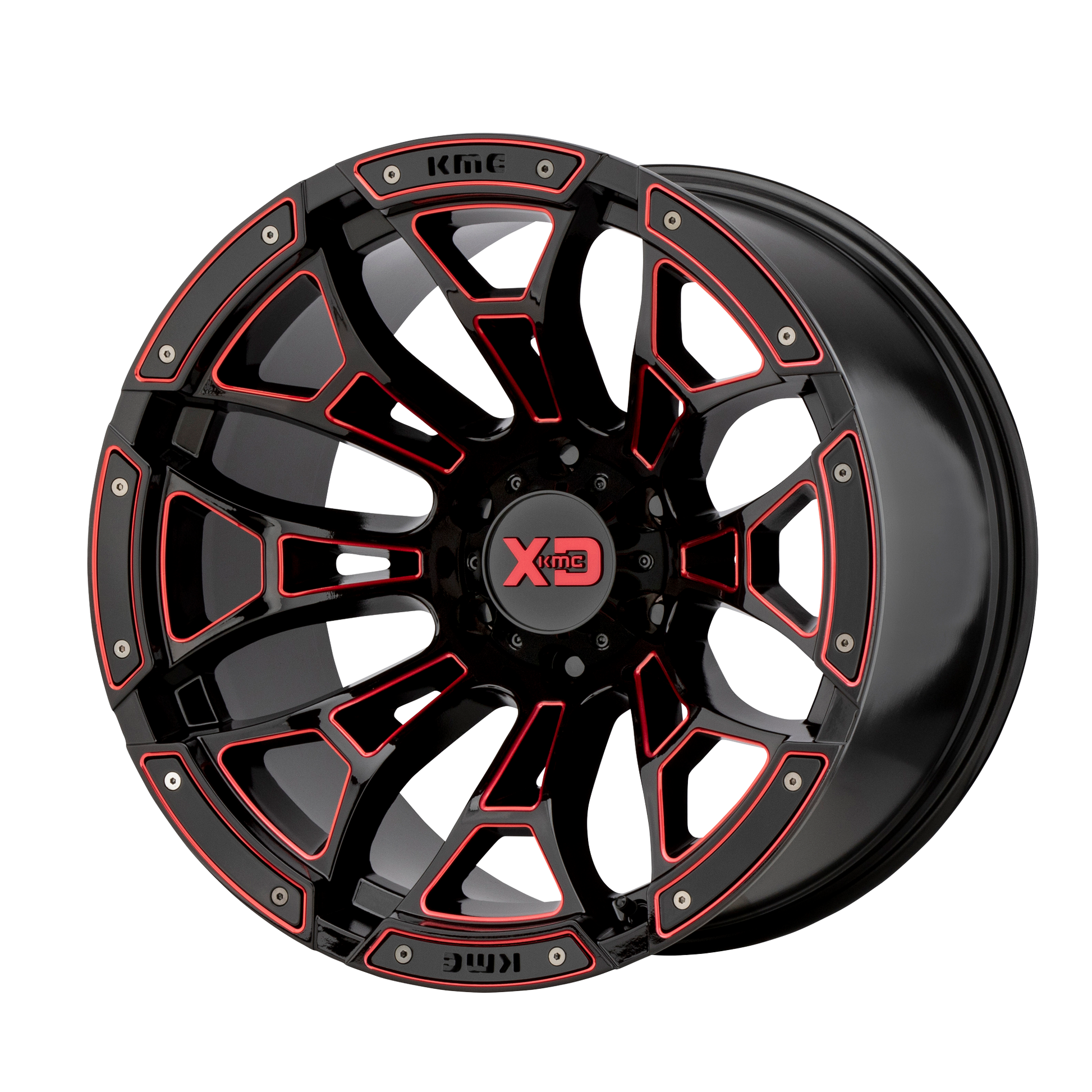 XD XD841 BONEYARD 20x10 -18 8x165.1/8x6.5 Gloss Black Milled With Red Tint
