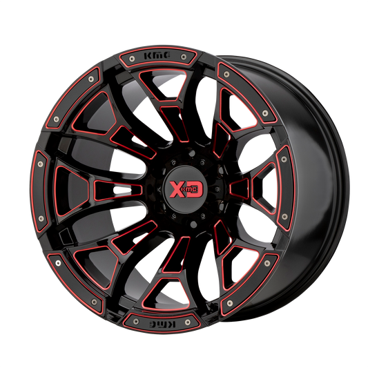 XD XD841 BONEYARD 20x10 -18 8x165.1/8x6.5 Gloss Black Milled With Red Tint