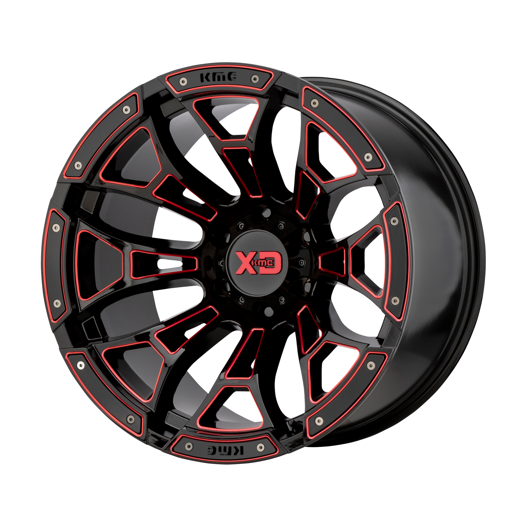 XD XD841 BONEYARD 20x10 -18 8x165.1/8x6.5 Gloss Black Milled With Red Tint