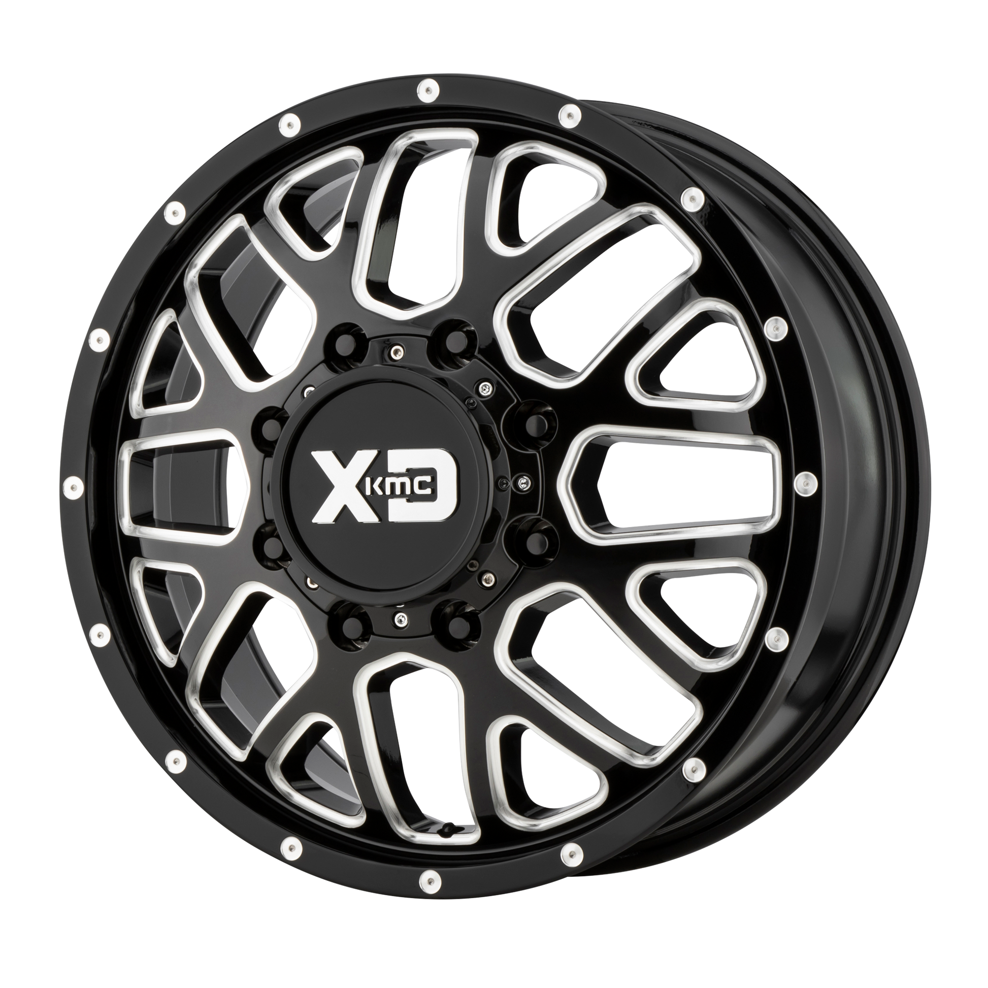 XD XD843 GRENADE DUALLY 20x8.25 127 8x165.1/8x6.5 Gloss Black Milled - Front