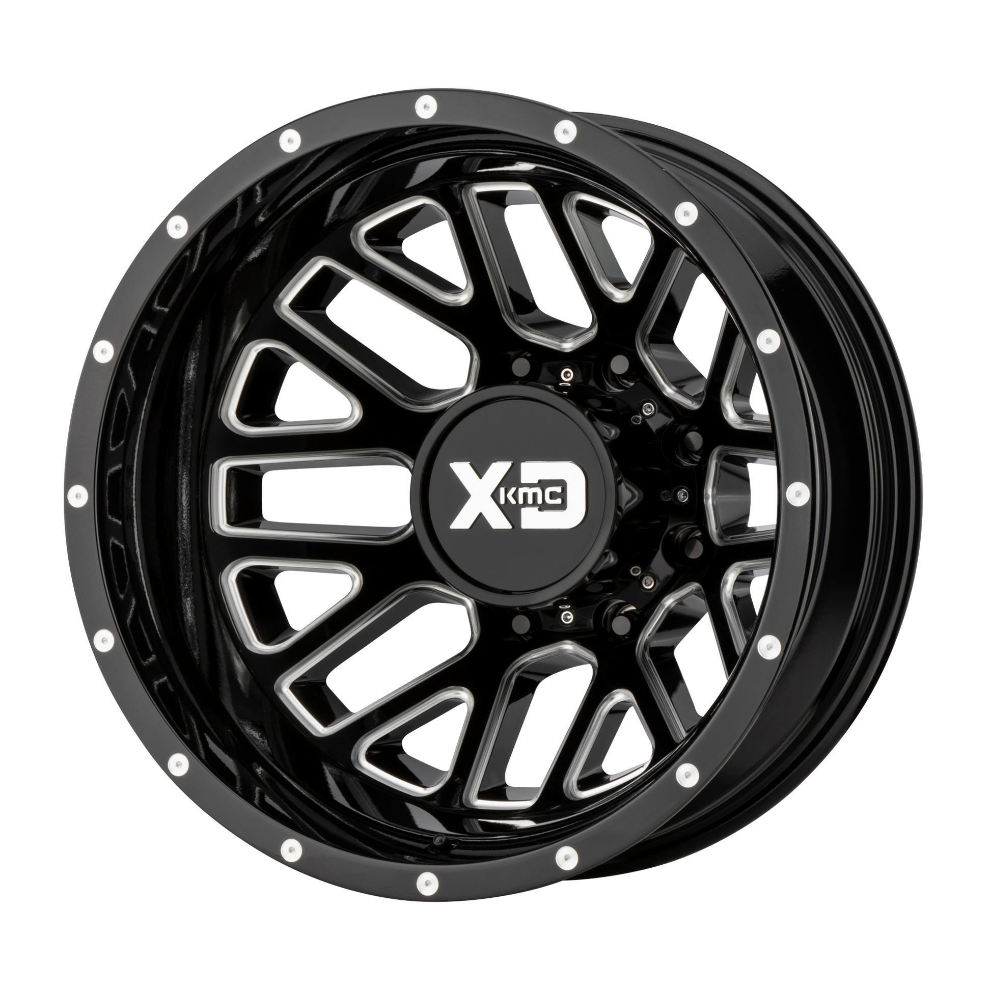 XD XD843 GRENADE DUALLY 17x6.5 -155 8x210/8x8.3 Gloss Black Milled - Rear