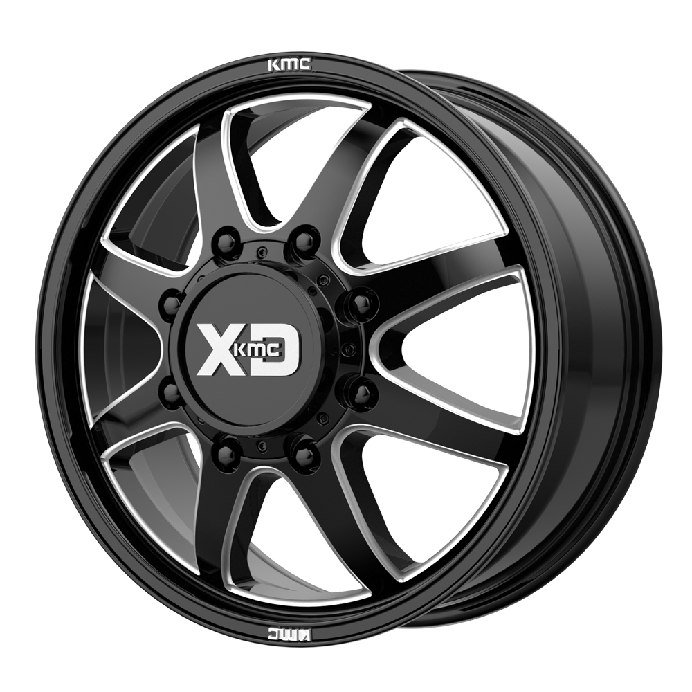XD XD845 PIKE DUALLY 22X8.25 105 8X210/8X210 Gloss Black Milled - Front