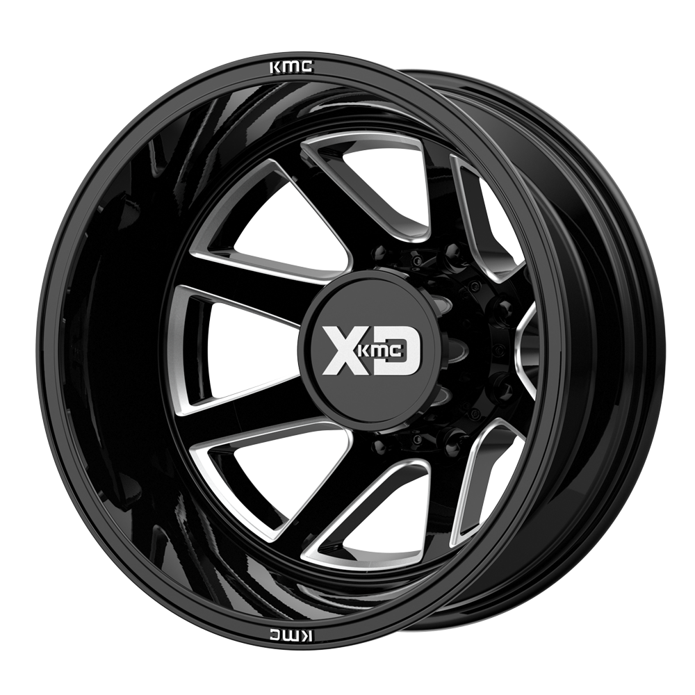 XD XD845 PIKE DUALLY 22x8.25 -265 8x165.1/8x6.5 Gloss Black Milled - Rear