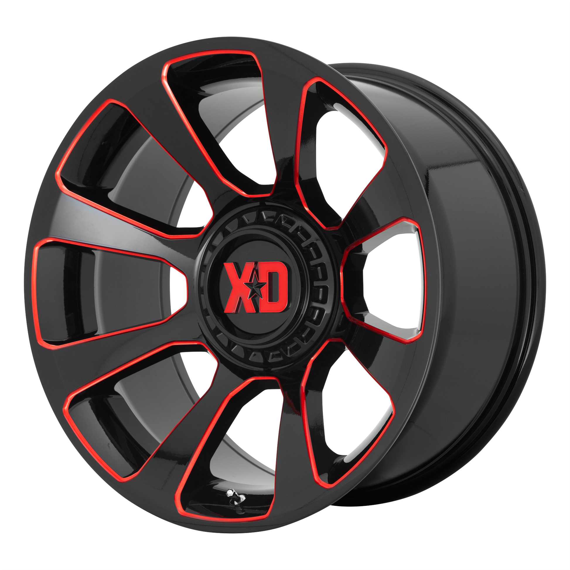 XD XD854 REACTOR 20x9 0 6x135/6x139.7/6x135/5.5 Gloss Black Milled With Red Tint