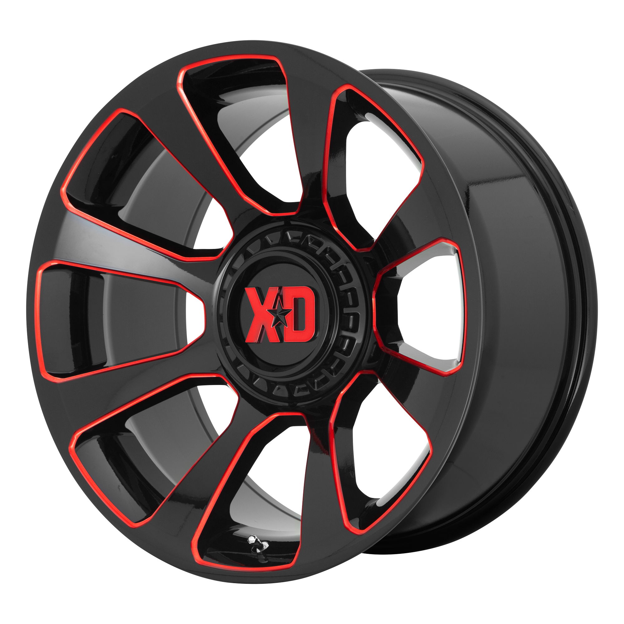 XD XD854 REACTOR 20x10 -18 5x139.7/5x150/5x5.5/150 Gloss Black Milled With Red Tint