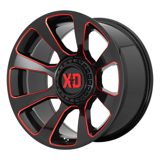 XD XD854 REACTOR 20x9 18 5x127/5x139.7/5x5.0/5.5 Gloss Black Milled With Red Tint