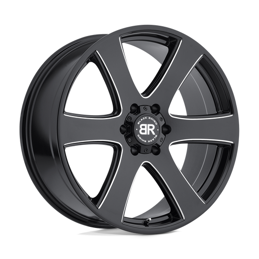 Black Rhino HAKA 20X8.5 30 6X139.7/6X5.5 GLOSS BLACK W/ MILLED SPOKES