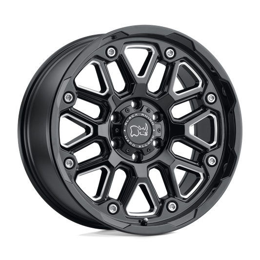 Black Rhino HOLLISTER 18X9.5 6 8X180/8X7.1 GLOSS BLACK W/ MILLED SPOKES