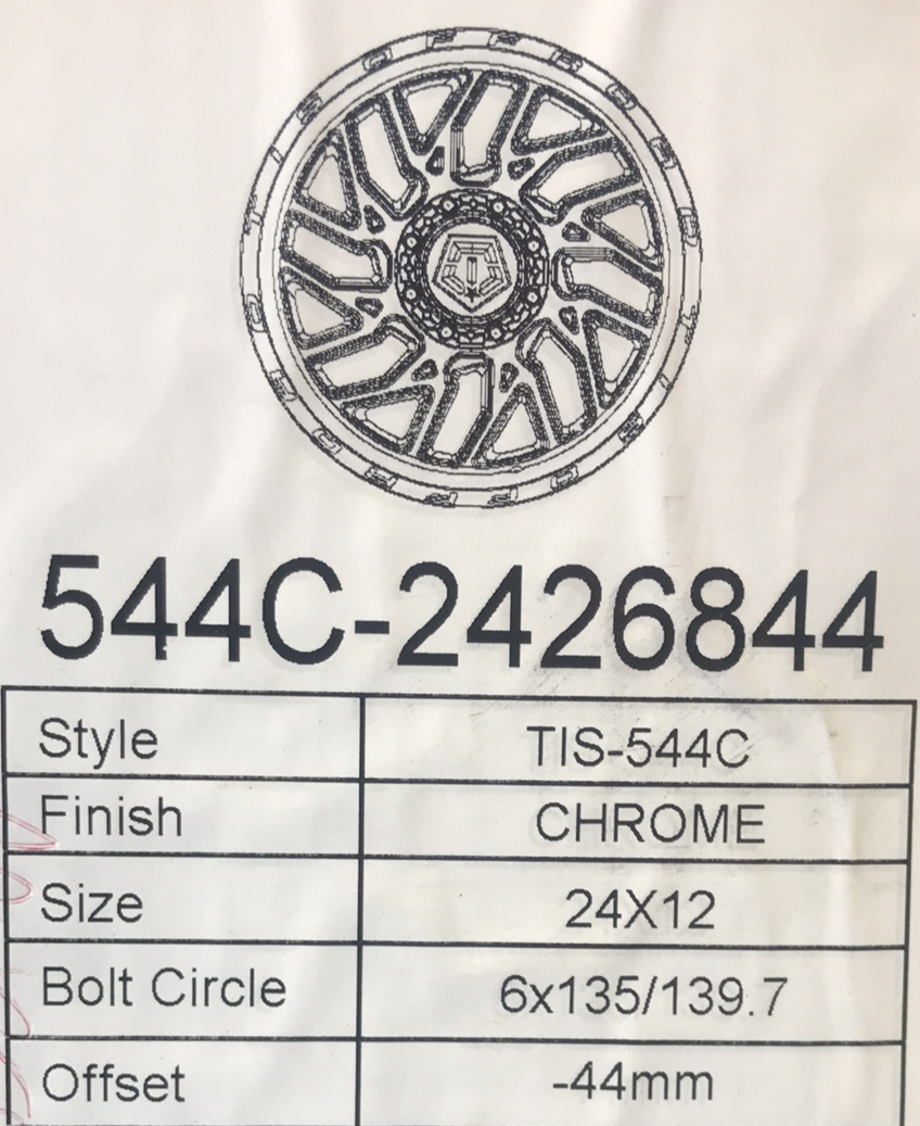 TIS 544C 24x12 -44 6x135/6x139.7 CHROME