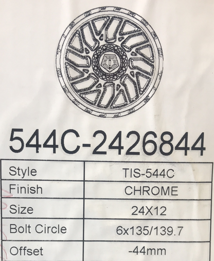 TIS 544C 24x12 -44 6x135/6x139.7 CHROME