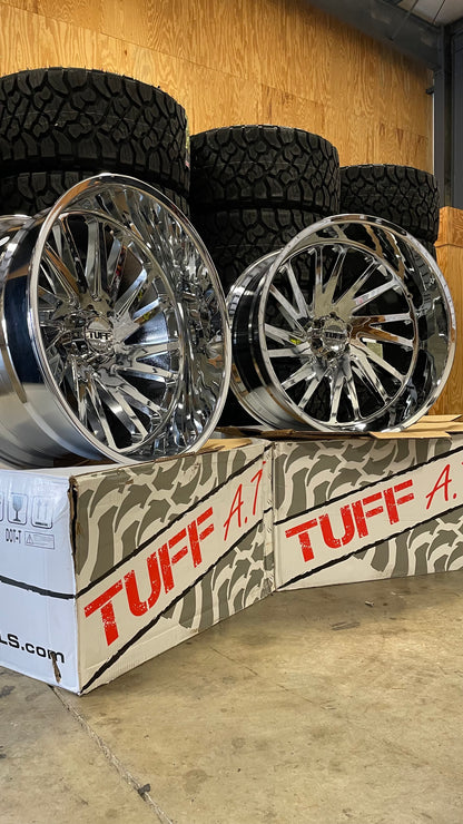 SET OF 4 TUFF AT T2A 26x14 -72 6x139.7(6x5.5) Chrome Left Side