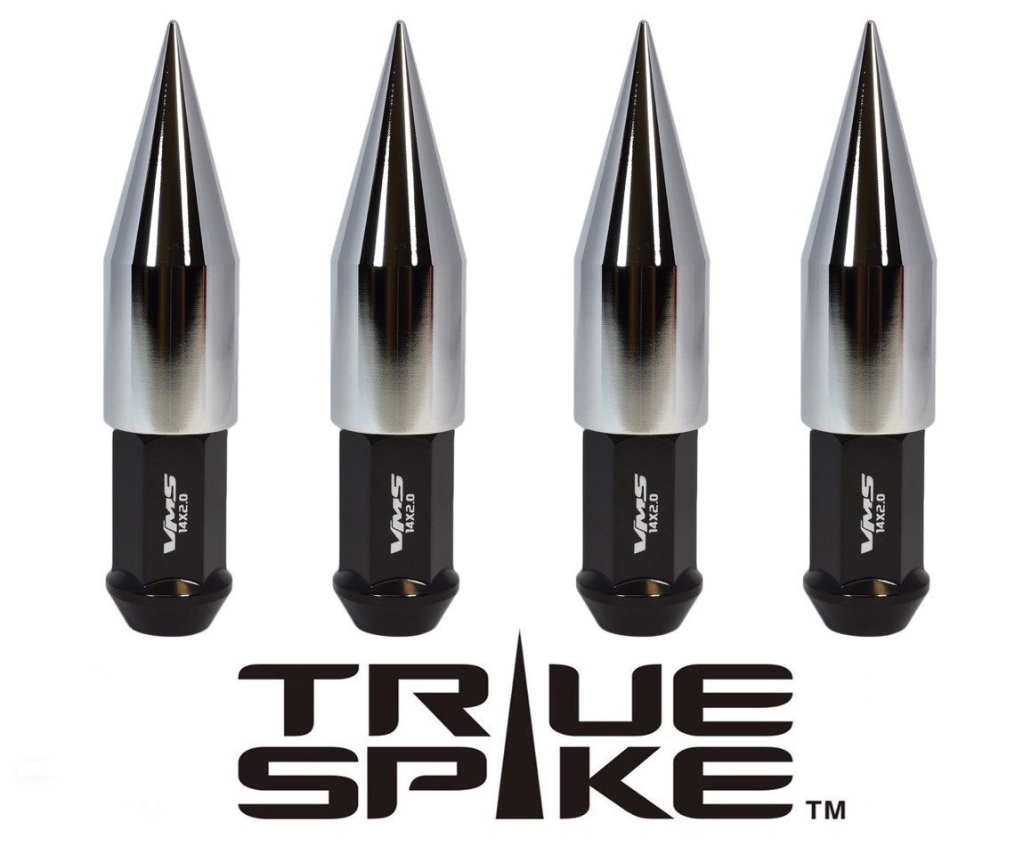 TRUE SPIKE Lug Nut Cap Aluminum -Spike 2 25mm Width 73mm Height Tip (4pc Set) LGC025