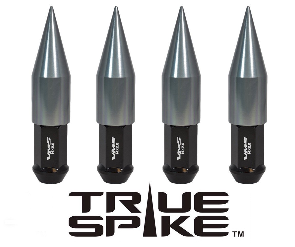 TRUE SPIKE Lug Nut Cap Aluminum -Spike 2 25mm Width 73mm Height Tip (4pc Set) LGC025