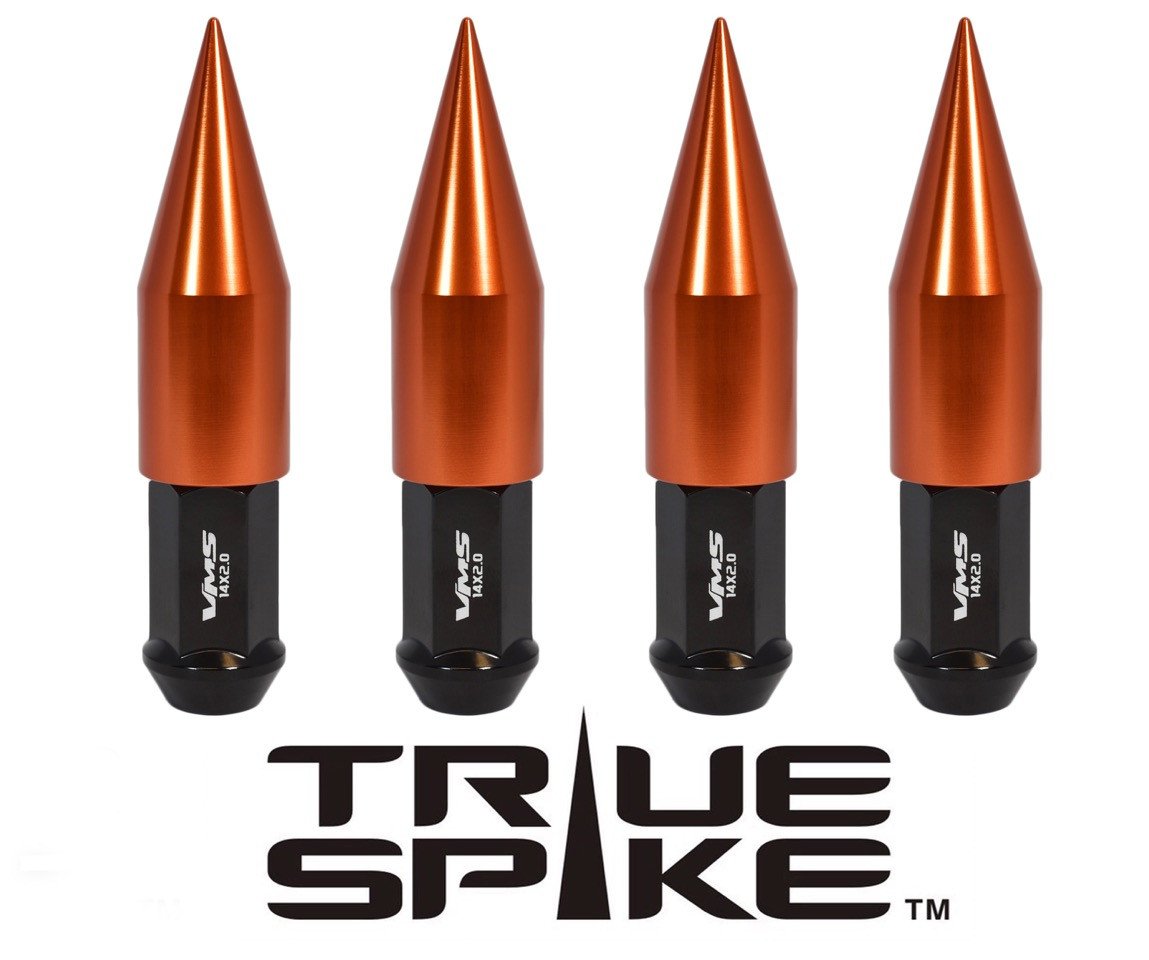TRUE SPIKE Lug Nut Cap Aluminum -Spike 2 25mm Width 73mm Height Tip (4pc Set) LGC025