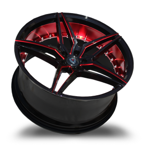 Marquee M3259 Staggered - Front 20x9 33 Rear 20x10.5 38 5x114.3 - Gloss Black Red Milled/Red Inner