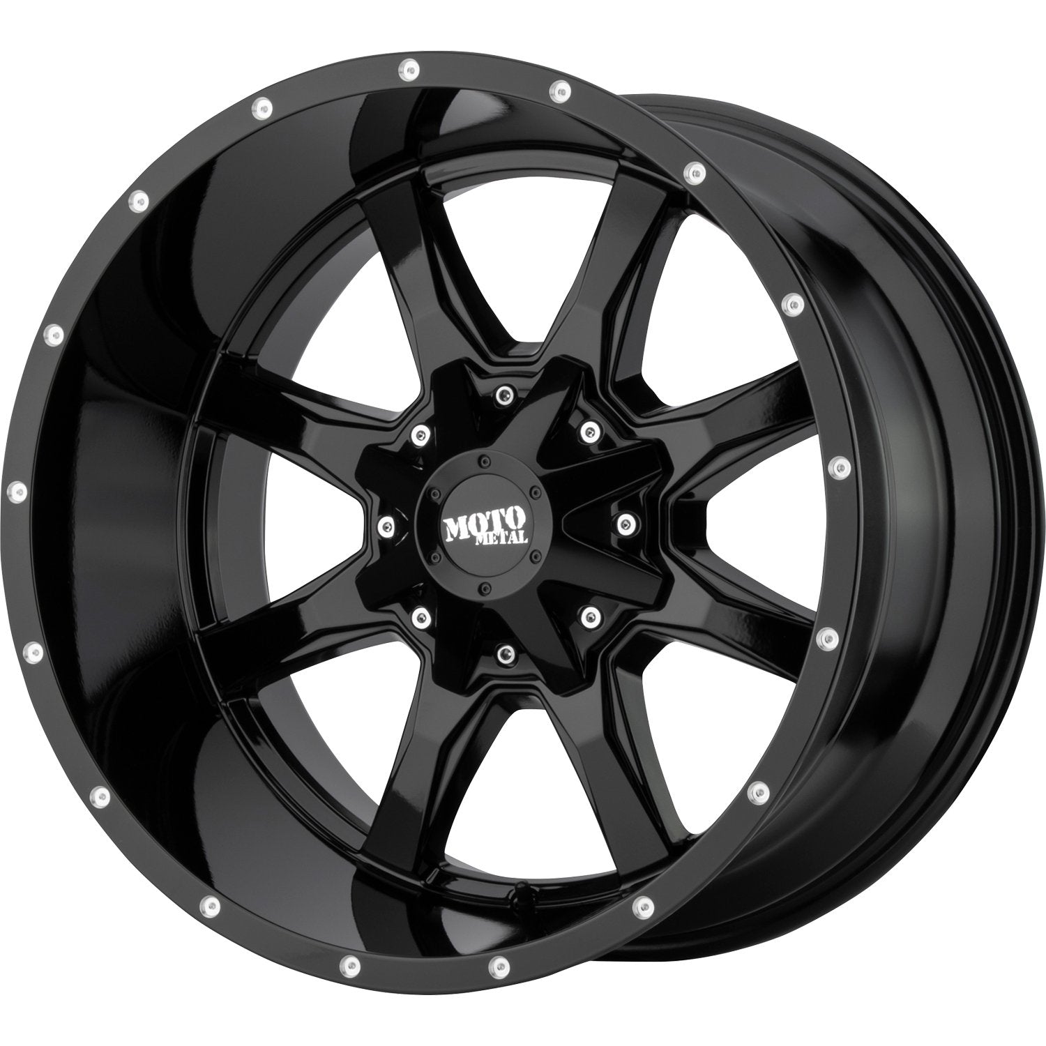 Moto Metal MO970 17X8 40 5X114.3/5X127/5X4.5/5.0 Gloss Black With Milled Lip