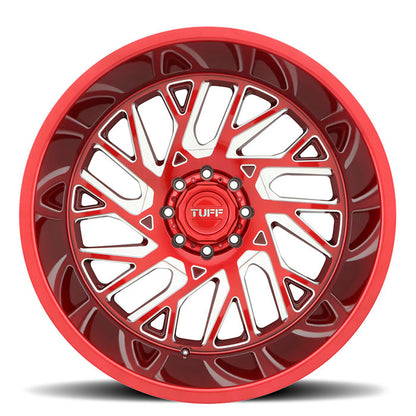 Tuff T4B 24X14 -72 6X139.7/6X5.5 CANDY RED W/ MILLED SPOKE