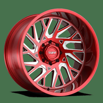 Tuff T4B 24X14 -72 6X139.7/6X5.5 CANDY RED W/ MILLED SPOKE
