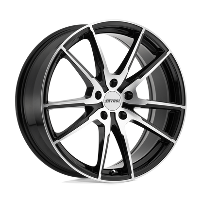 Petrol P0A 17X8 35 5X100/5X100 GLOSS BLACK W/ MACHINED CUT FACE