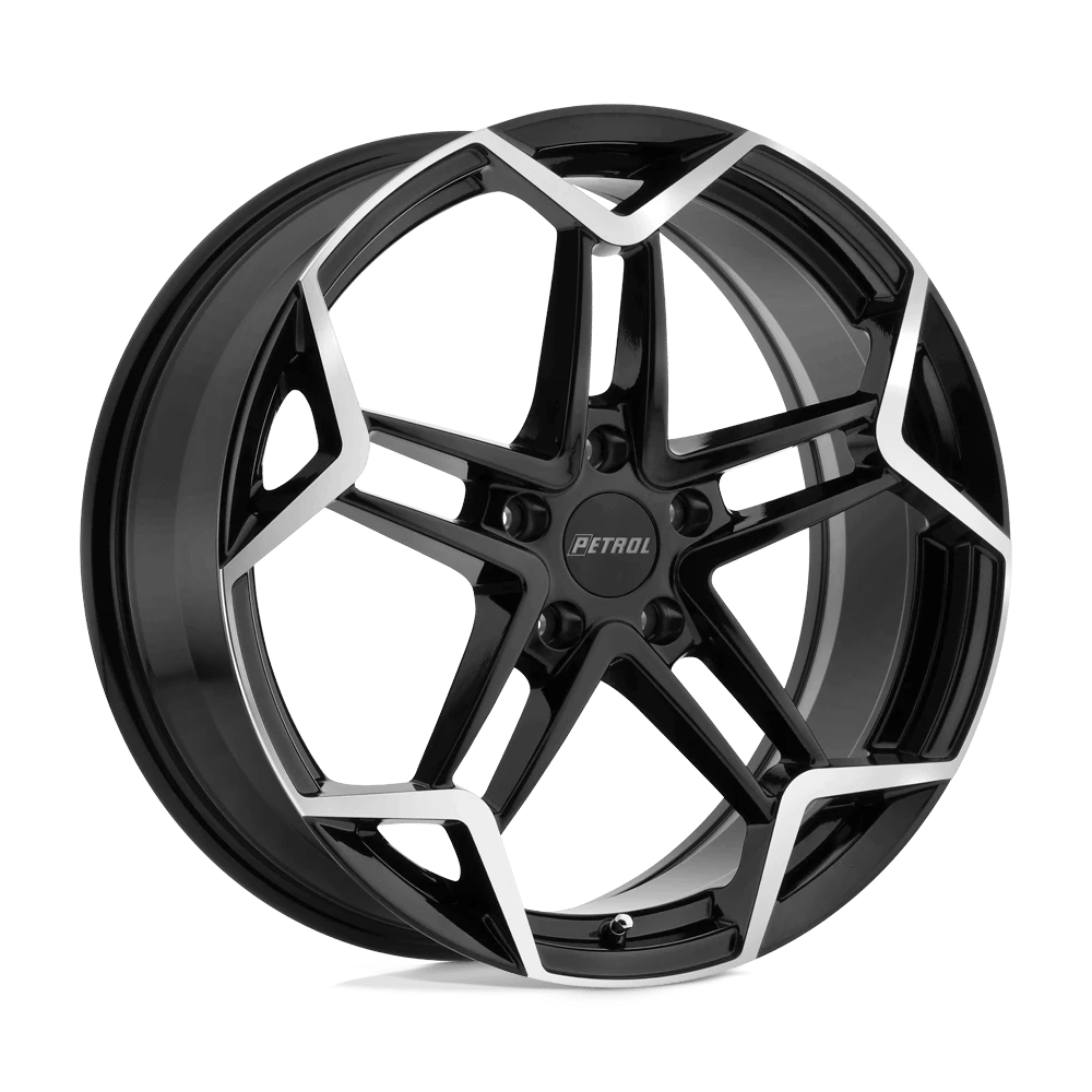 Petrol P1A 19X8 35 5X100/5X100 GLOSS BLACK W/ MACHINED CUT FACE