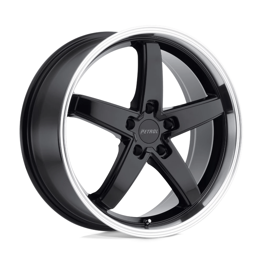 Petrol P1B 20X8.5 40 5X112/5X112 GLOSS BLACK W/ MACHINED CUT LIP