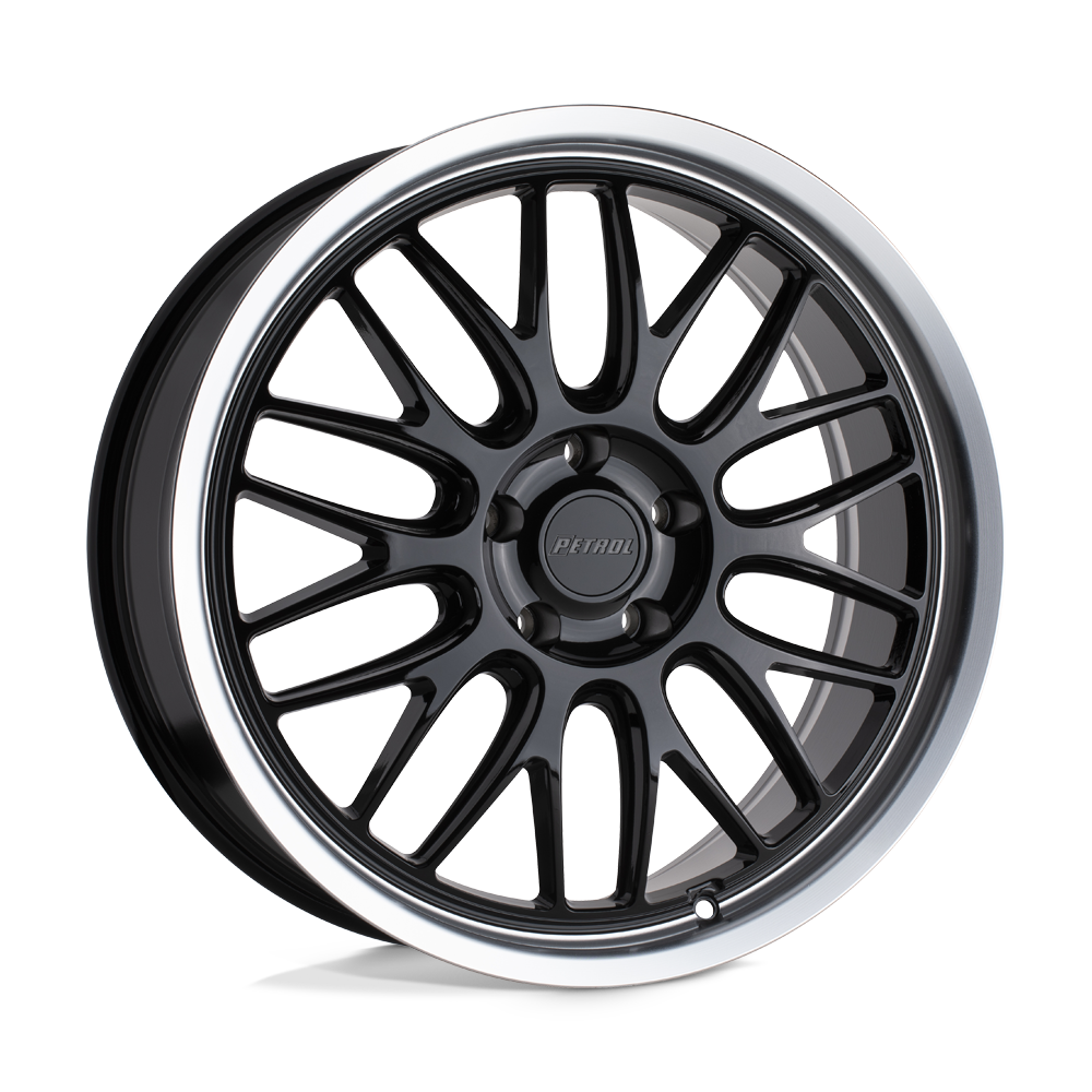 Petrol P4C 18X8 40 5X108/5X4.25 GLOSS BLACK W/ MACHINED CUT LIP