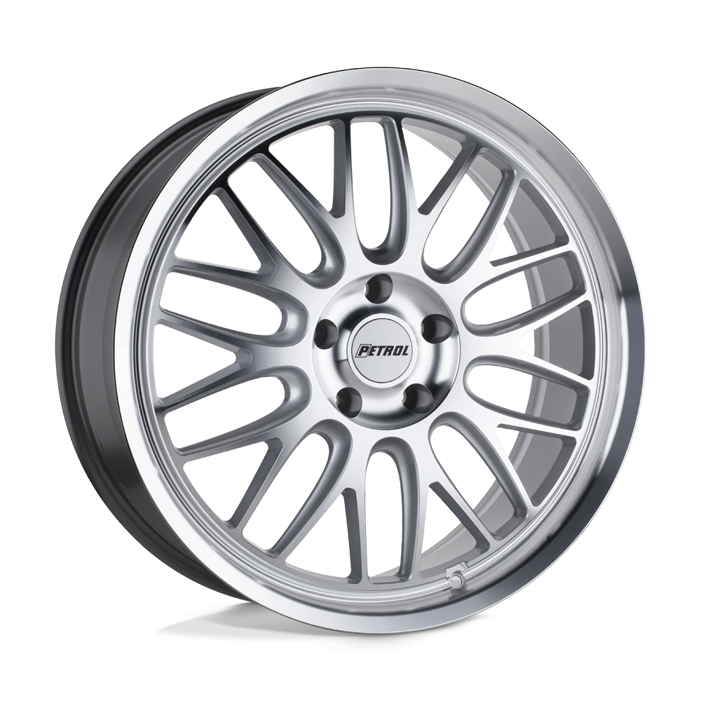 Petrol P4C 19X8 40 5X114.3/5X4.5 SILVER W/ MACHINED FACE & LIP
