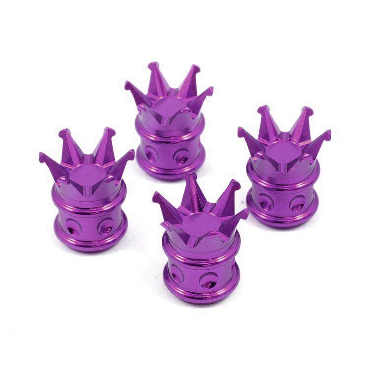 CROWN KING BILLET ALUMINUM AIR VALVE STEM CAP KIT AVAILABLE IN BLACK, CHROME, RED, BLUE, GOLD or PURPLE // PART # WVC007 WVC008