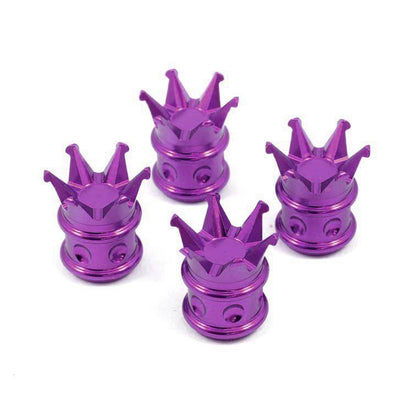 CROWN KING BILLET ALUMINUM AIR VALVE STEM CAP KIT AVAILABLE IN BLACK, CHROME, RED, BLUE, GOLD or PURPLE // PART # WVC007 WVC008