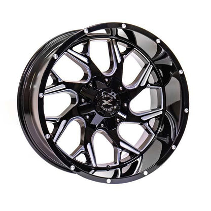 Xtreme Force Raptor 20x10 -25 5X127 (5X5)/5X139.7 (5X5.5) Black and Milled
