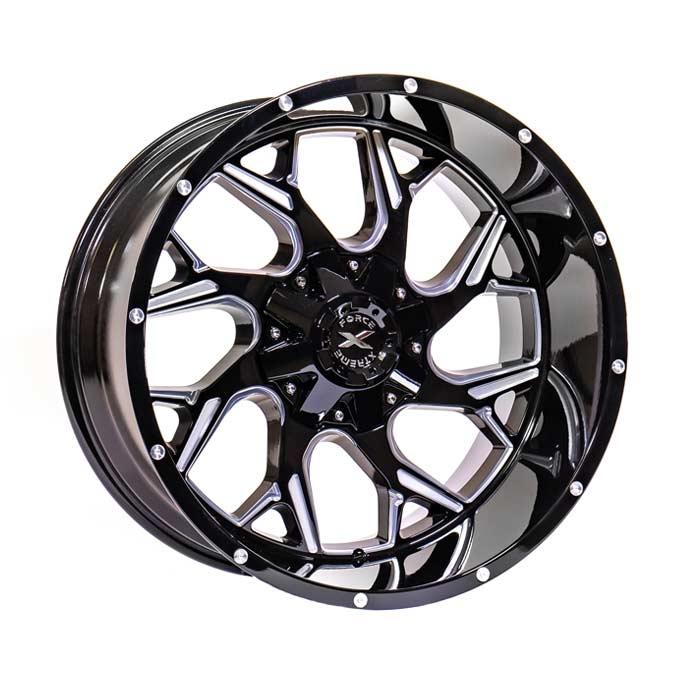 Xtreme Force Raptor 22x12 -51 6x139.7 (6x5.5)/6x135 (6x5.5) Black and Milled