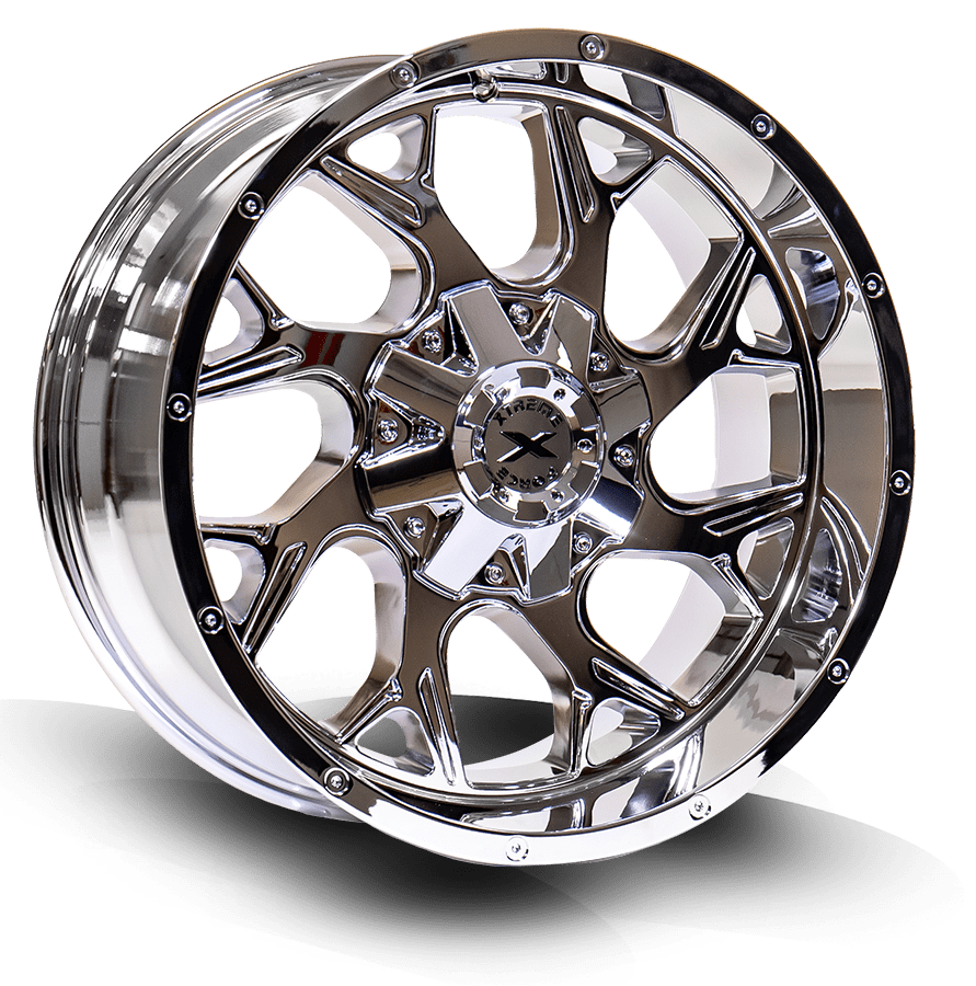 Xtreme Force Raptor 22x12 -51 6x139.7 Chrome and 305/40R22 FORCELAND KUNIMOTO F28 Tire (FOR LIFTED 3.5-4.5 INCH)