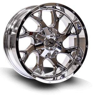 Xtreme Force Raptor 22x12 -51 6x139.7 Chrome and 305/40R22 FORCELAND KUNIMOTO F28 Tire (FOR LIFTED 3.5-4.5 INCH)
